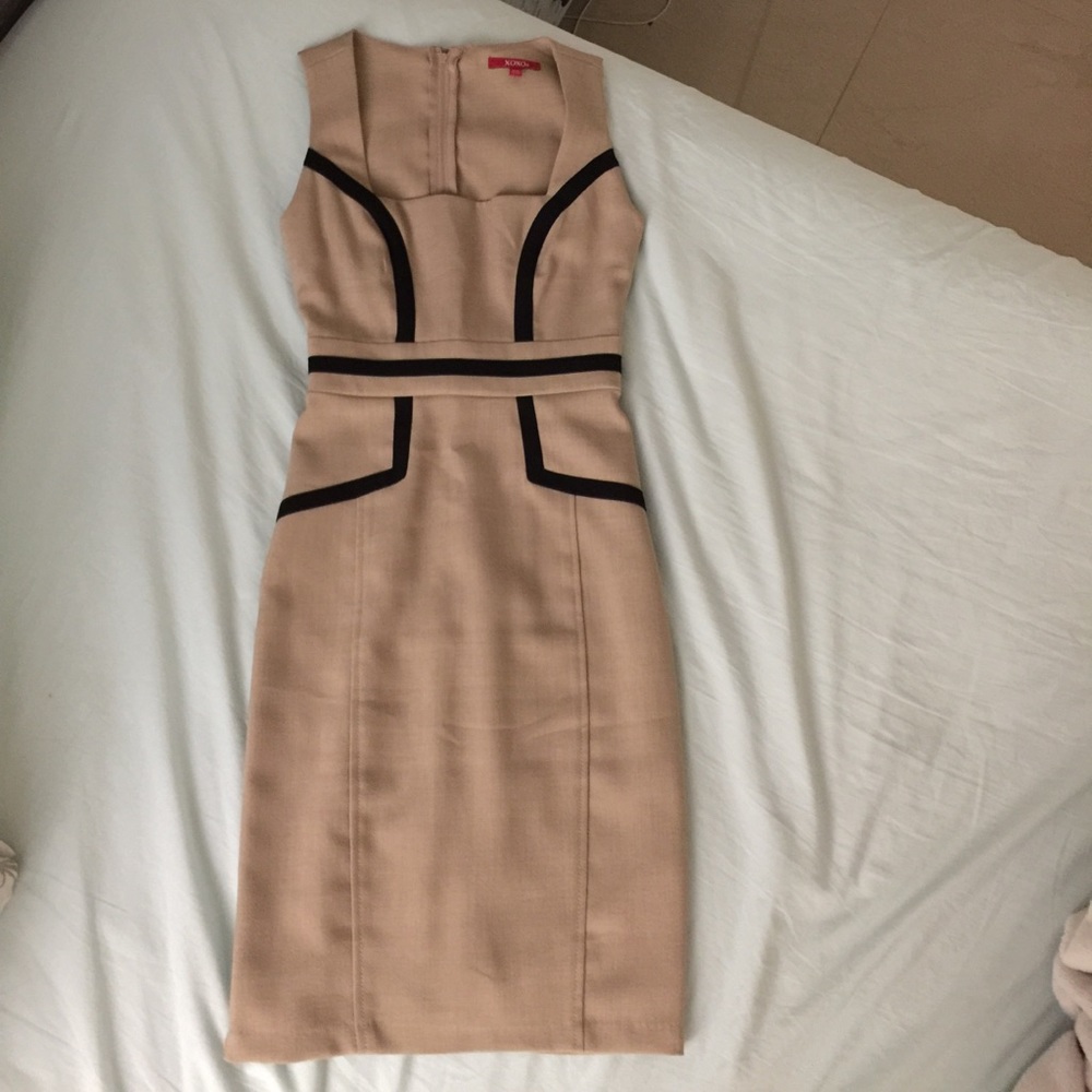 Nude/tan w black dressy XOXO dress MAKE AN OFFER