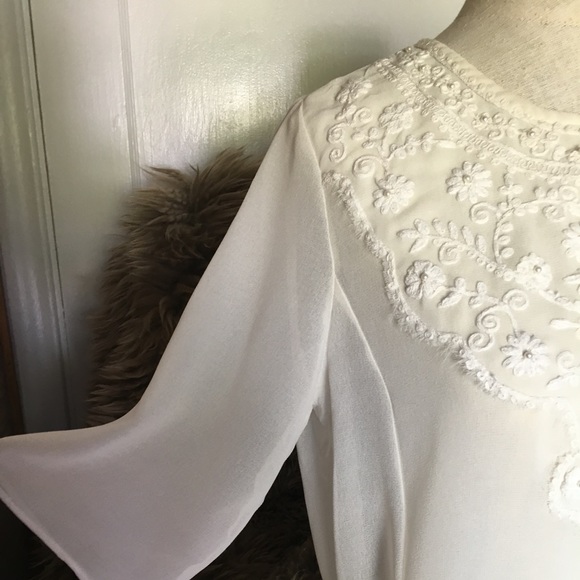 Zara Sheer Cream Tunic Size M - Picture 1 of 5