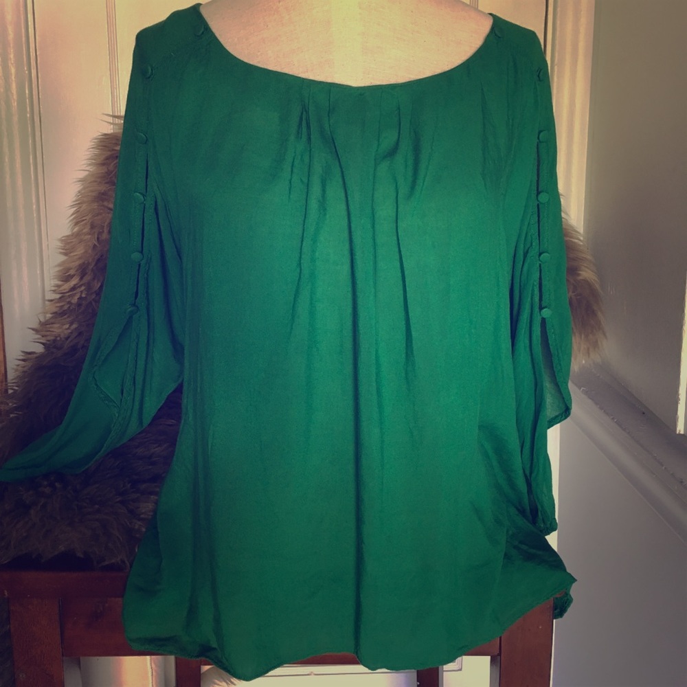 Anthropologie Kelly Green Top Size M