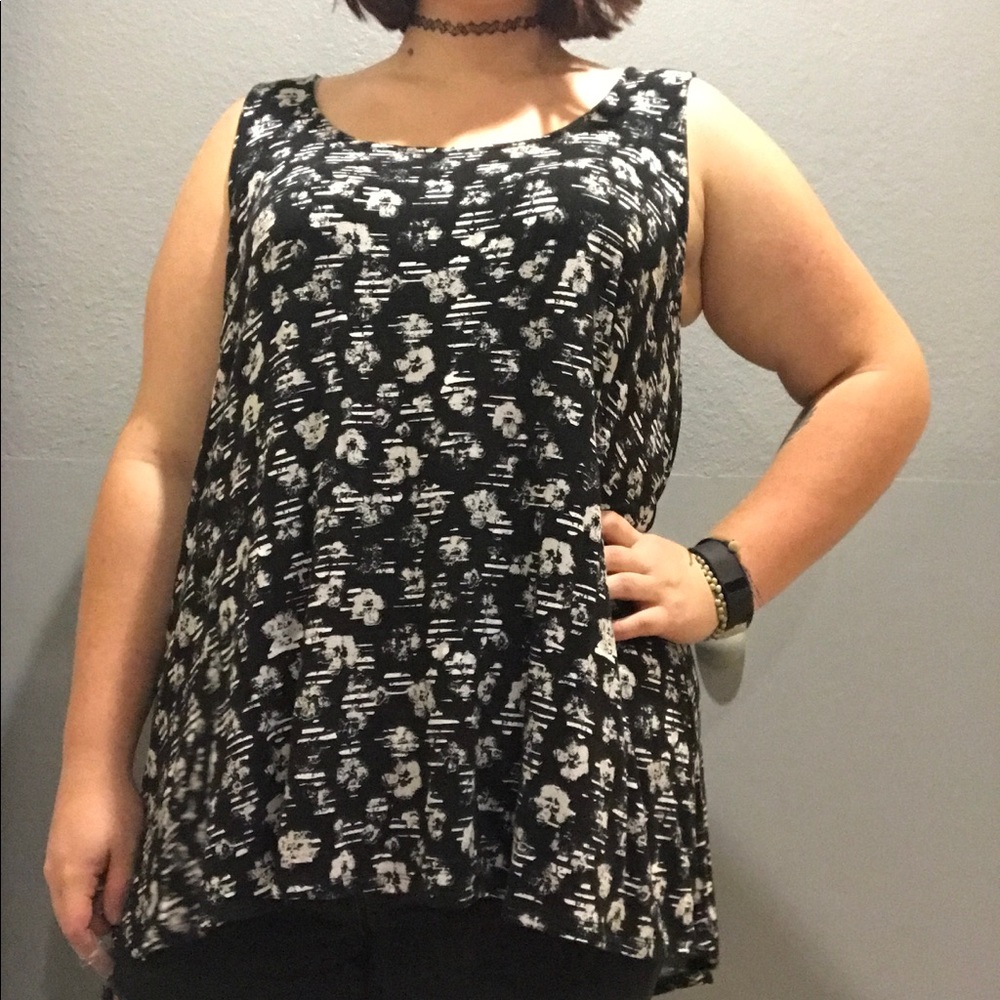 Plus Size Torrid High Low Graphic Tank Top (Black)
