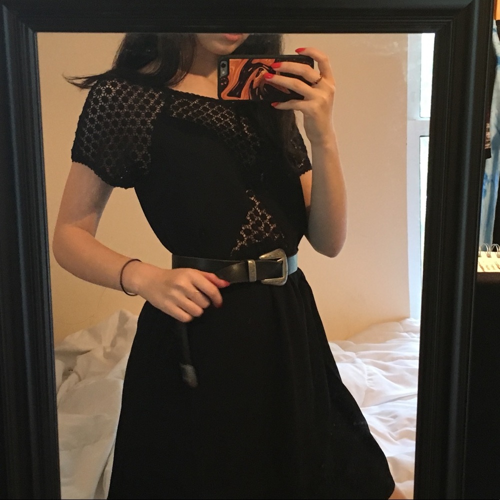 Black Crochet Style Dress