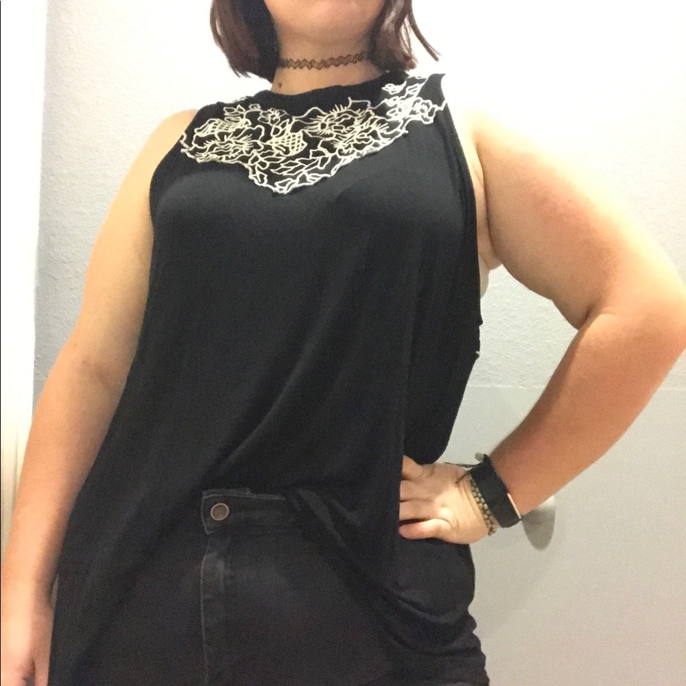 Plus Size Torrid Embroidered Halter Top (Black)