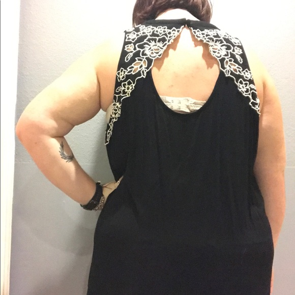 Plus Size Torrid Embroidered Halter Top (Black) - Picture 3 of 3