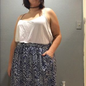 Plus Size Pure Energy Blue and White Maxi Skirt