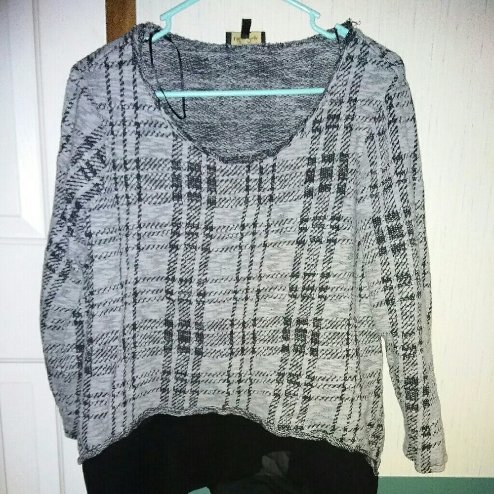 Grey and black jacquard sweater