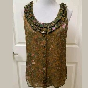 j crew Sleeveless ruffle silk blouse size 10