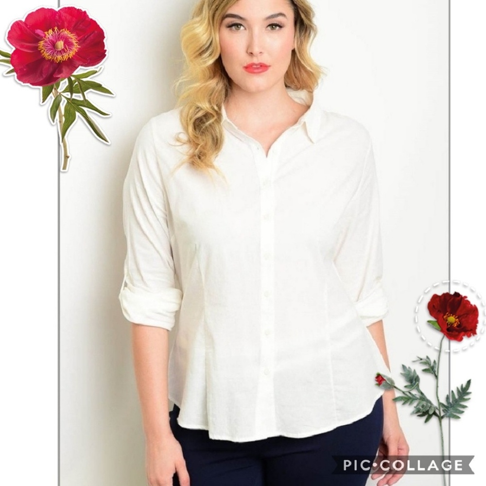 ✨Plus Size✨Creme Button Up Top...1 left!