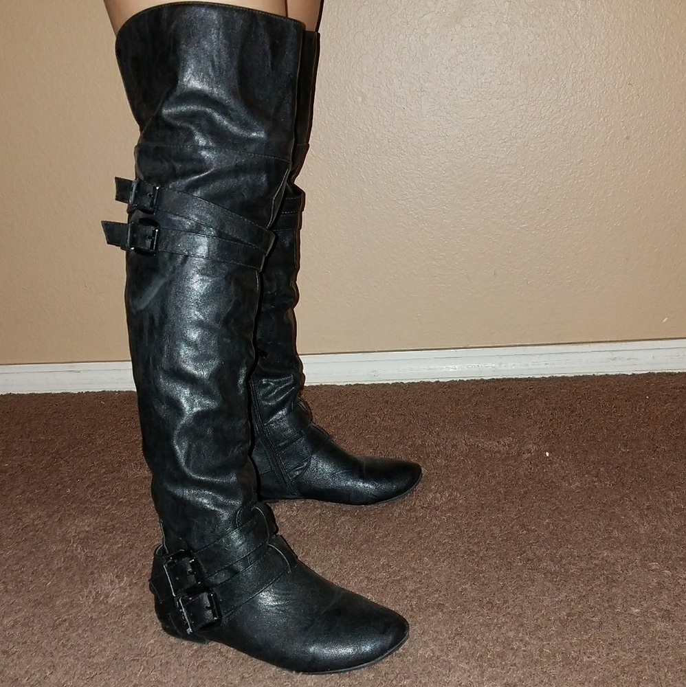 Black knee high boots