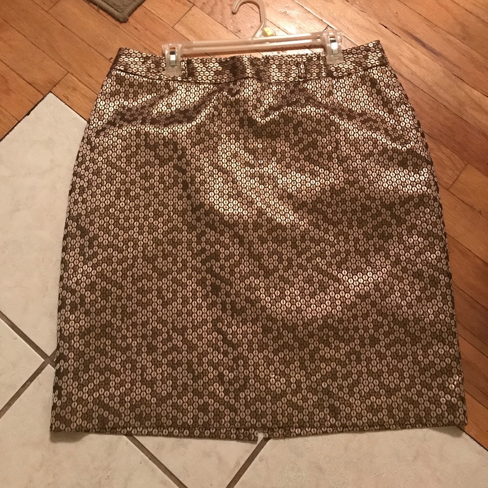 Gold shimmer pencil skirt