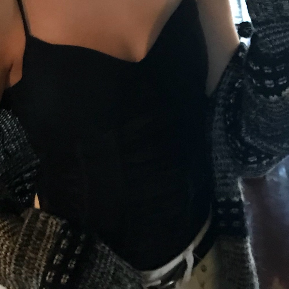 BLACK BODYSUIT HALF MESH HALF BOTTOM - Picture 3 of 6