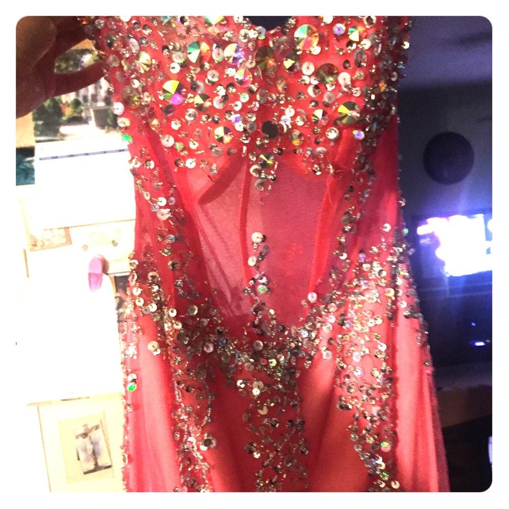 Mermaid style gown with lots of beading detail
