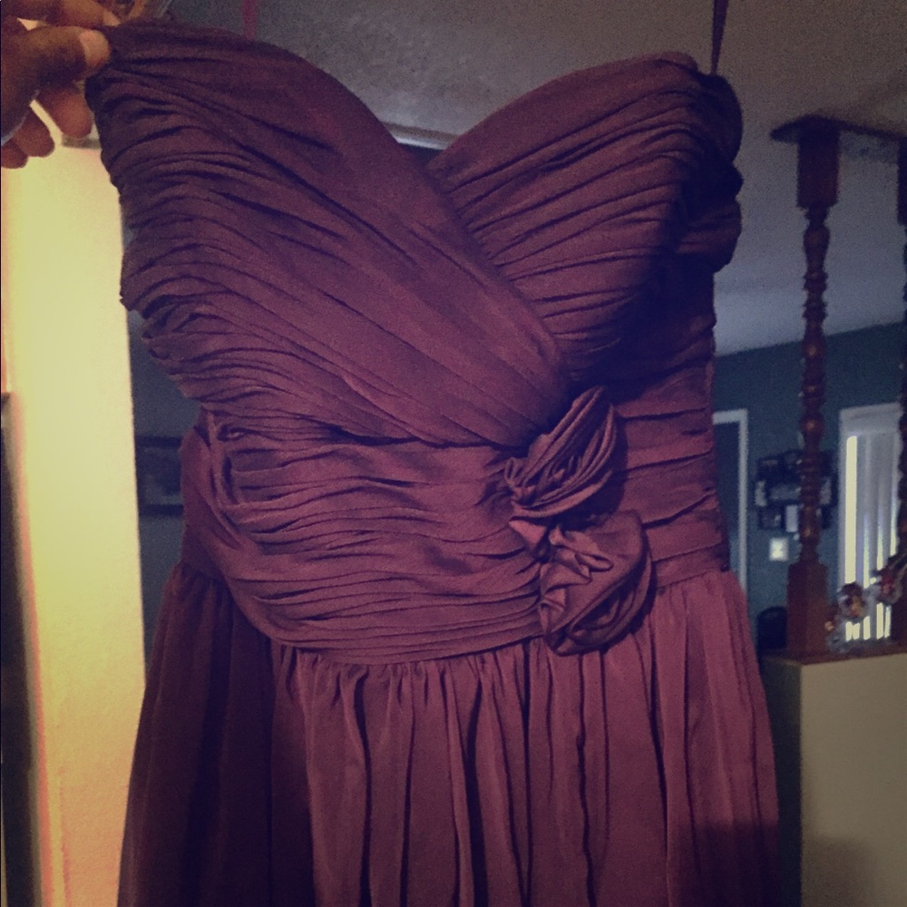 Purple strapless long float dress