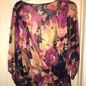 Lane Bryant floral wrap tie top