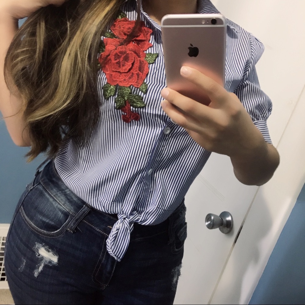 Beautiful embroidered button down shirt.