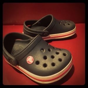 Navy blue boys Crocs - baby/ toddler size 4/5
