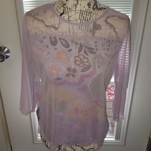 !3/$12! Lavender sheer sleeves shirt