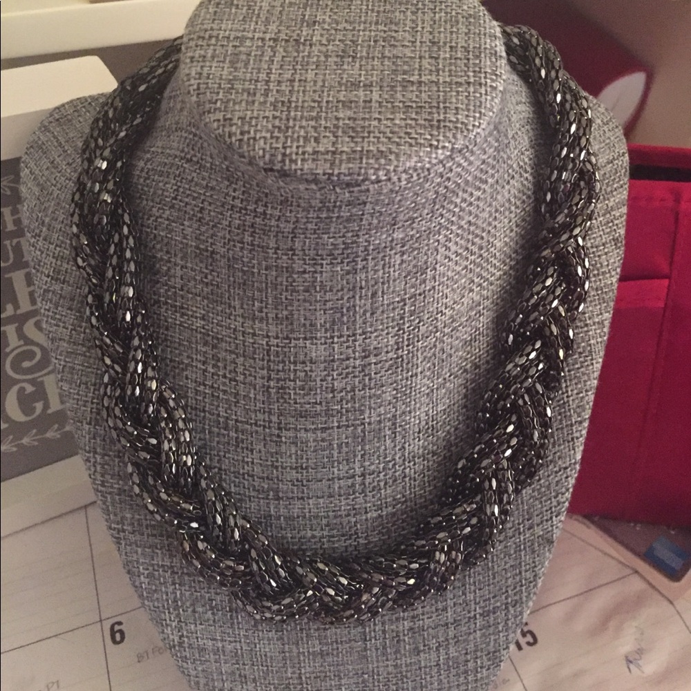 Express Gunmetal woven necklace.