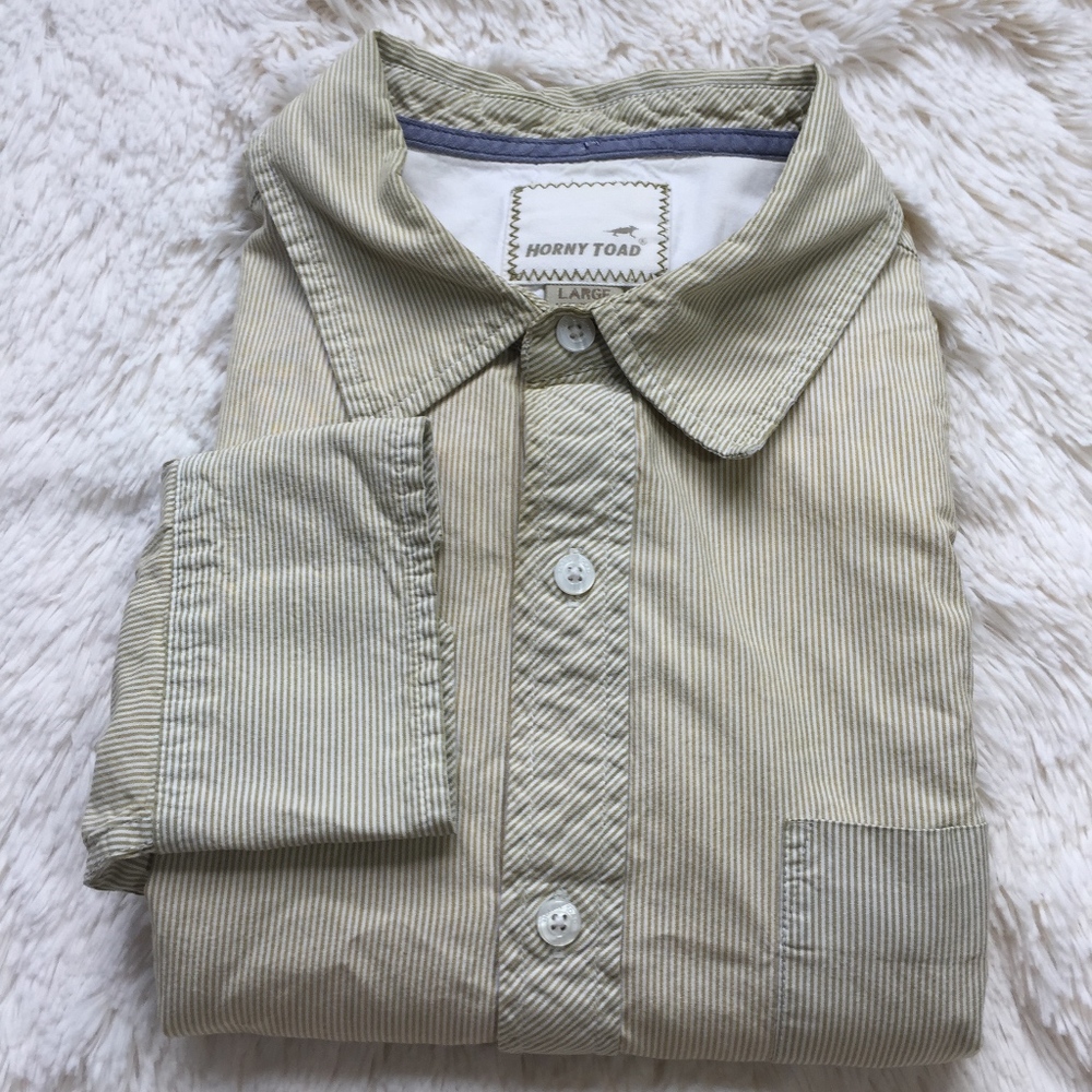Horny Toad Yellow Striped Long Sleeve Button Down
