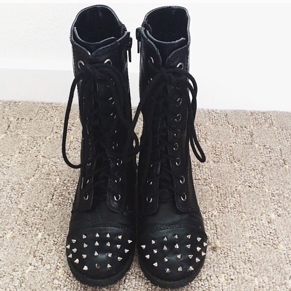 Black studded combat boots