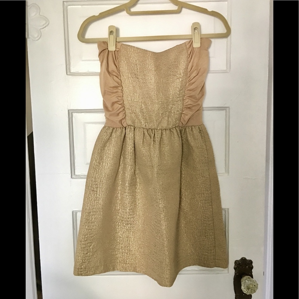 Gold fit and flare dress