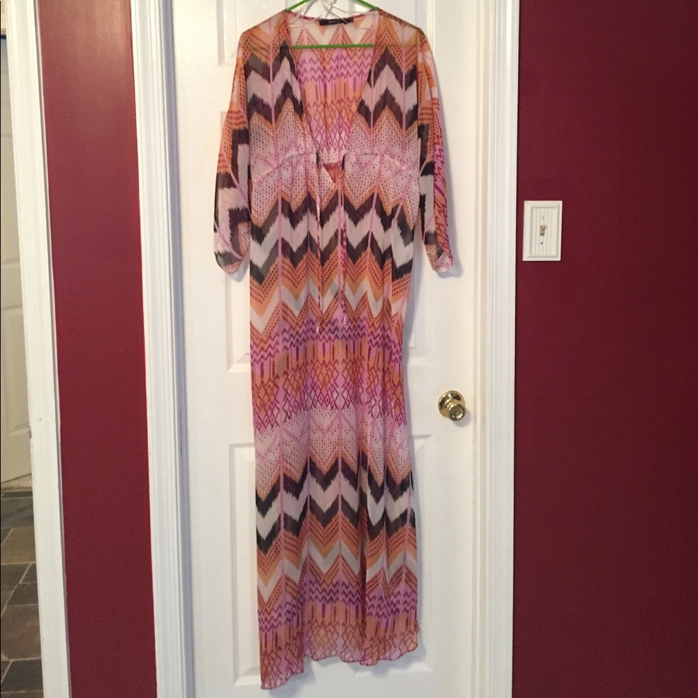 Ark and Co sheer dress- slip not incl. Tie waist