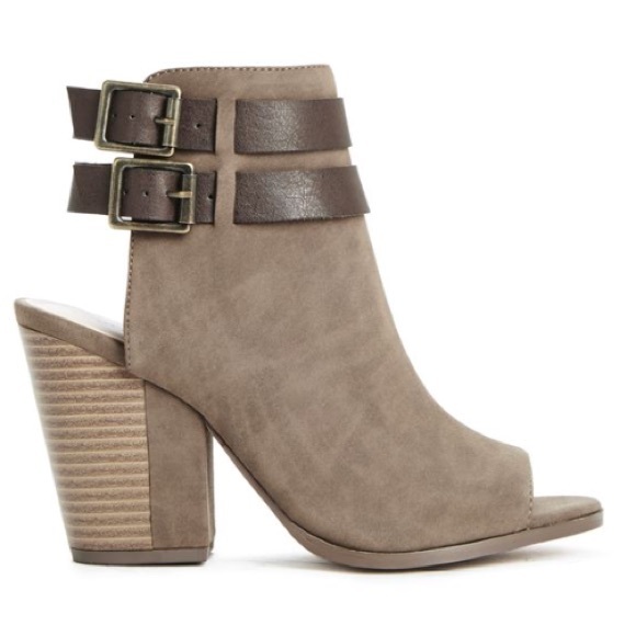 Loela Peep-Toe Bootie in Taupe - Picture 2 of 8