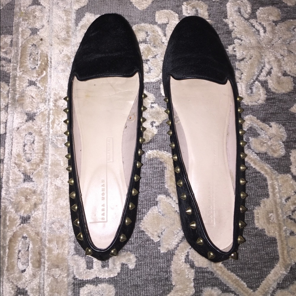Zara black calf hair loafer
