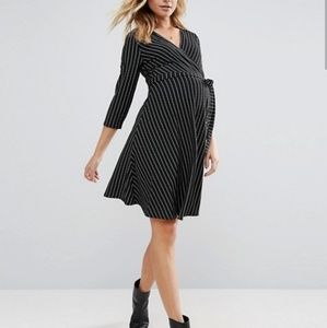 ASOS maternity pinstripe wrap dress
