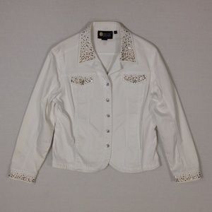 Christine Alexander XL white jacket with Swarovski