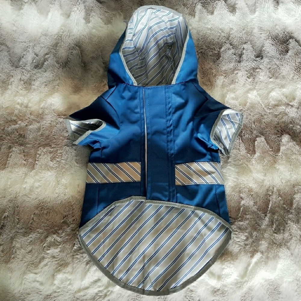 Good2Go Reversible Dog Raincoat in blue, small