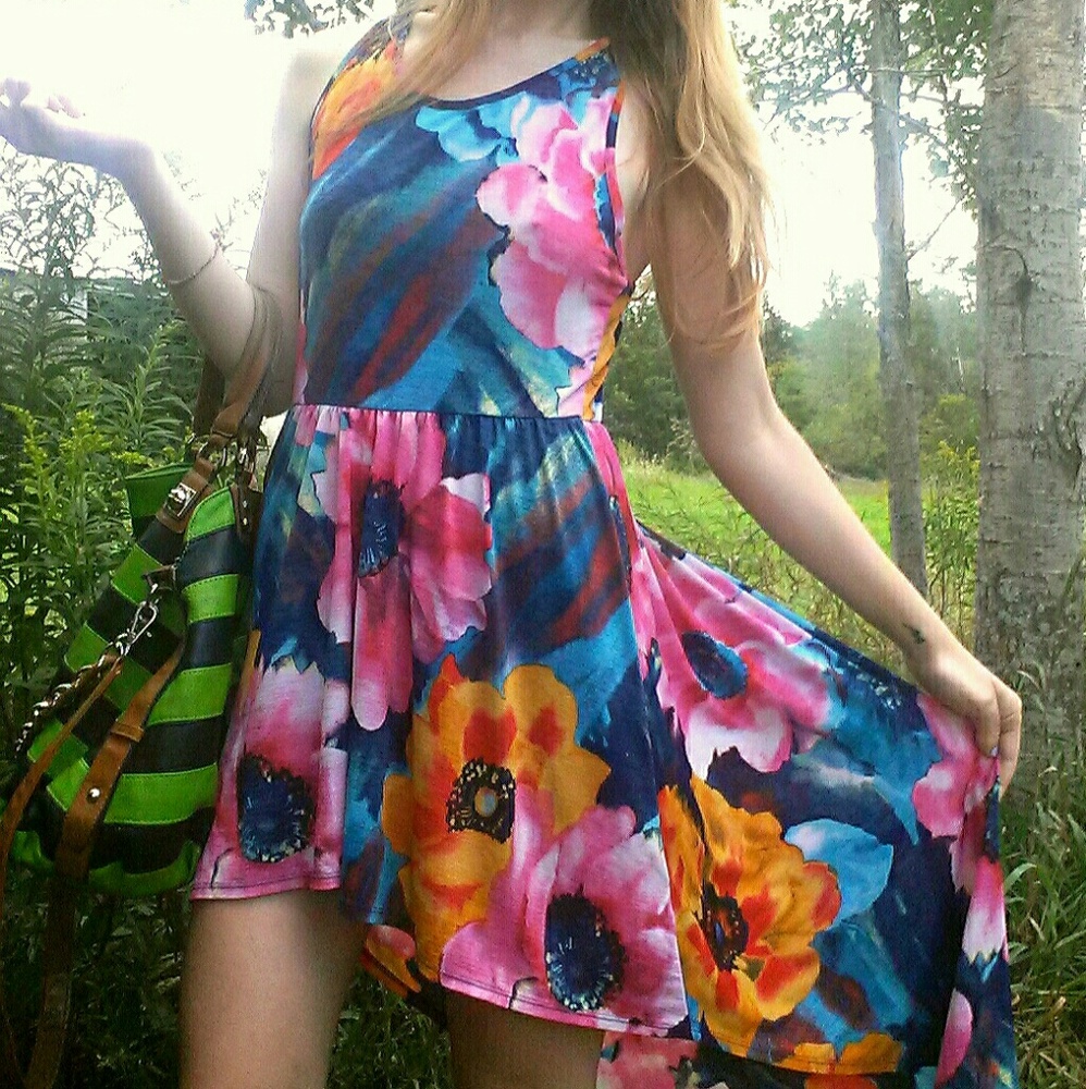 Light Floral Dress with long back