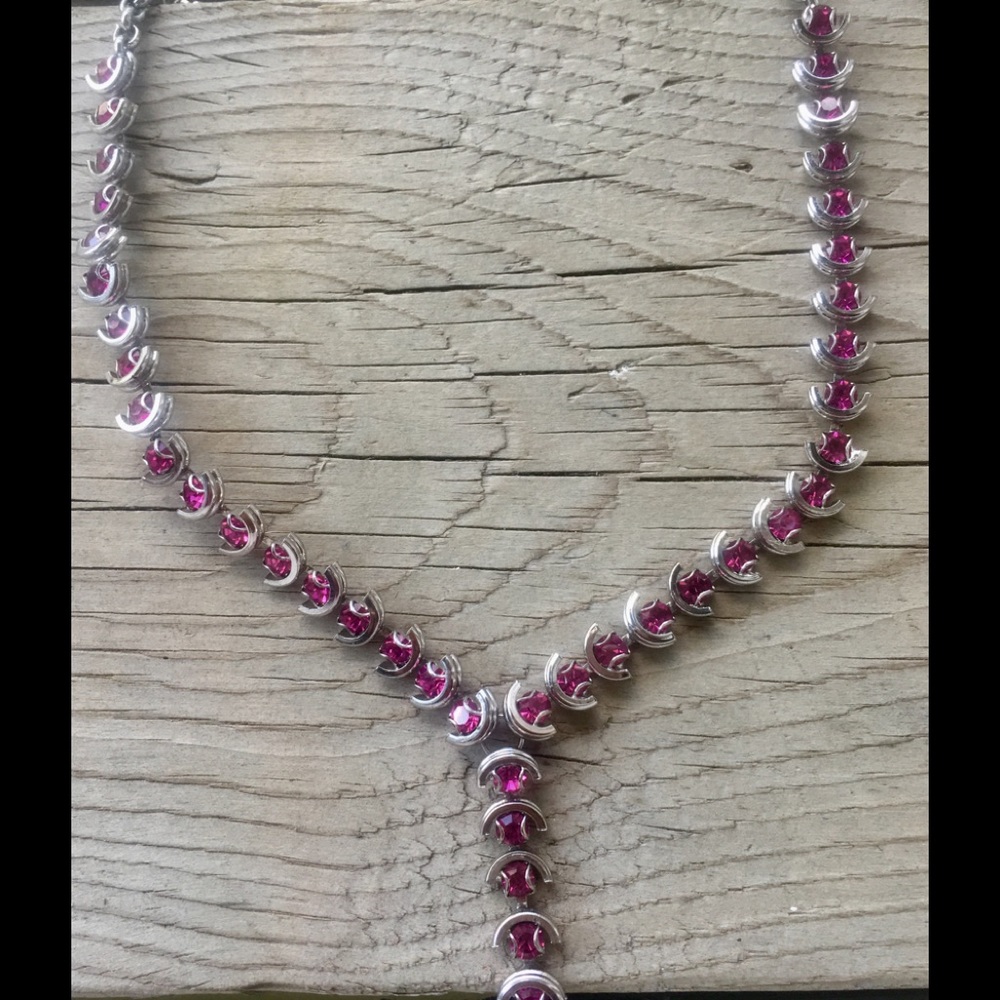 Pink Sapphire stone necklace