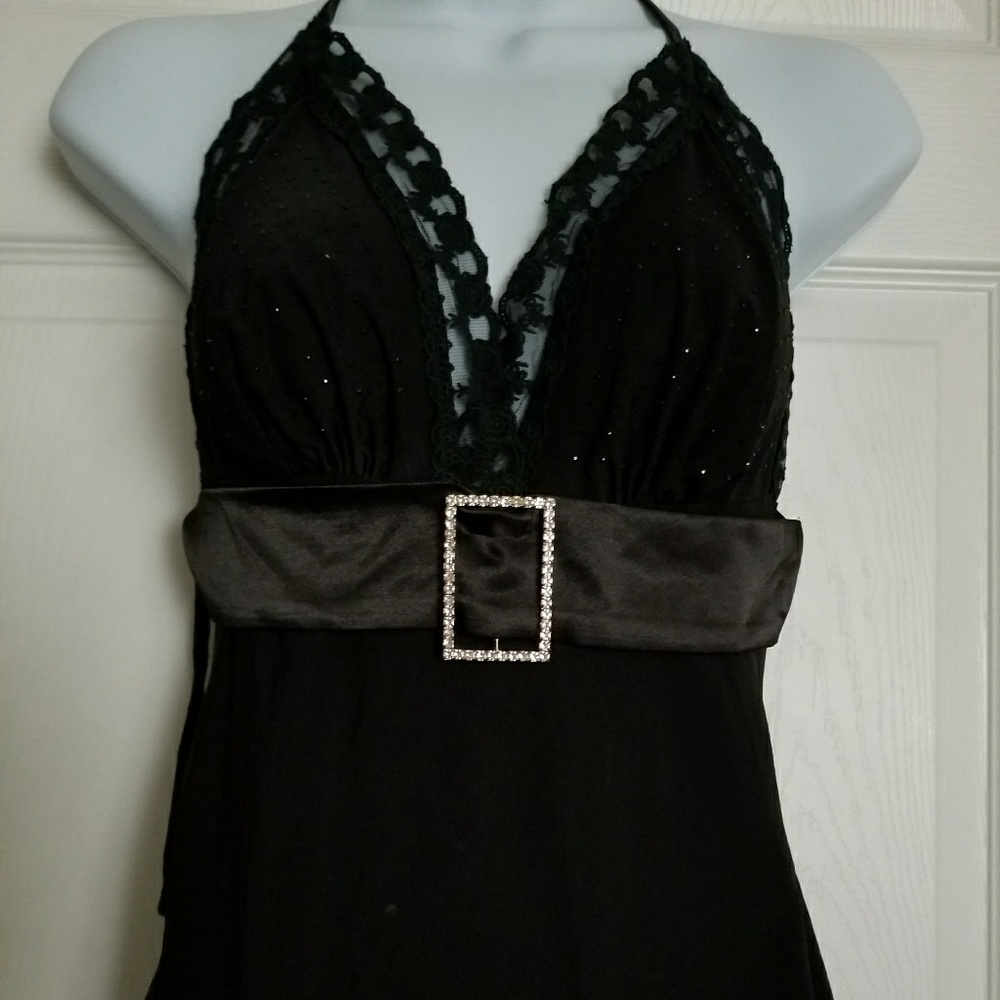Black evening halter top
