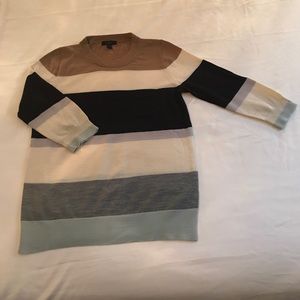 J Crew three quarter sleeve striped wool sweater