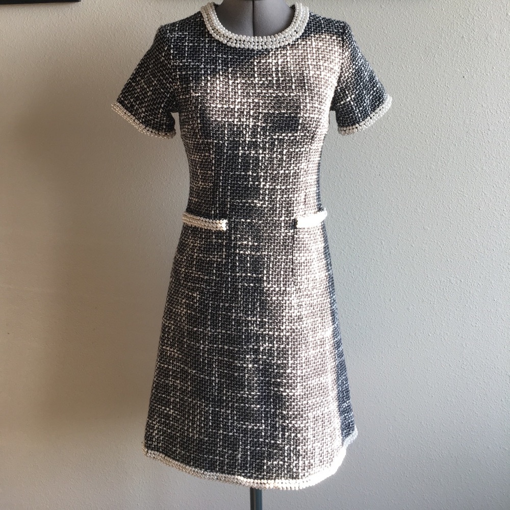 Beautiful Wool Dress Pearl Trim