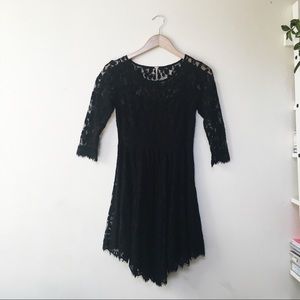 Free People - Black Lace Dress w/ 3/4 Sleeves