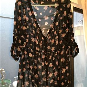 Super Cute Torrid Blouse - Black, Floral, Sheer