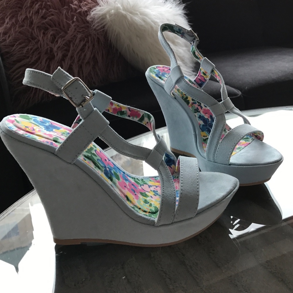 Brand NEW light blue wedges