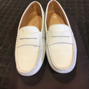 Tod's ivory/light grey driving moccasins