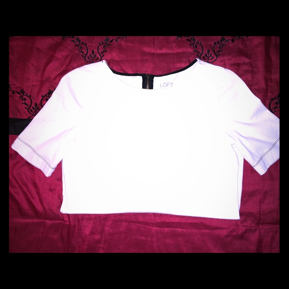 Size Small White Shirt W/ Blue Trim & Back Zipper