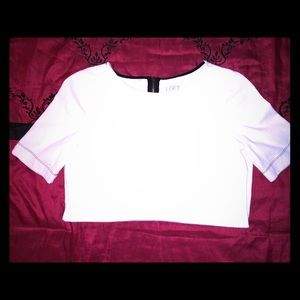 Size Small White Shirt W/ Blue Trim & Back Zipper