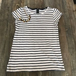 Loft - Tan & Black Striped Tee - S