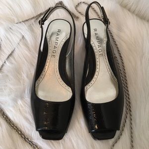 Rampage Black Patent Leather 1" Wedge Size 6M NWOT Rampage Black Patent Leather 1" Wedge Size 6M NWOT