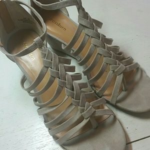 Fun beige wedged sandal.