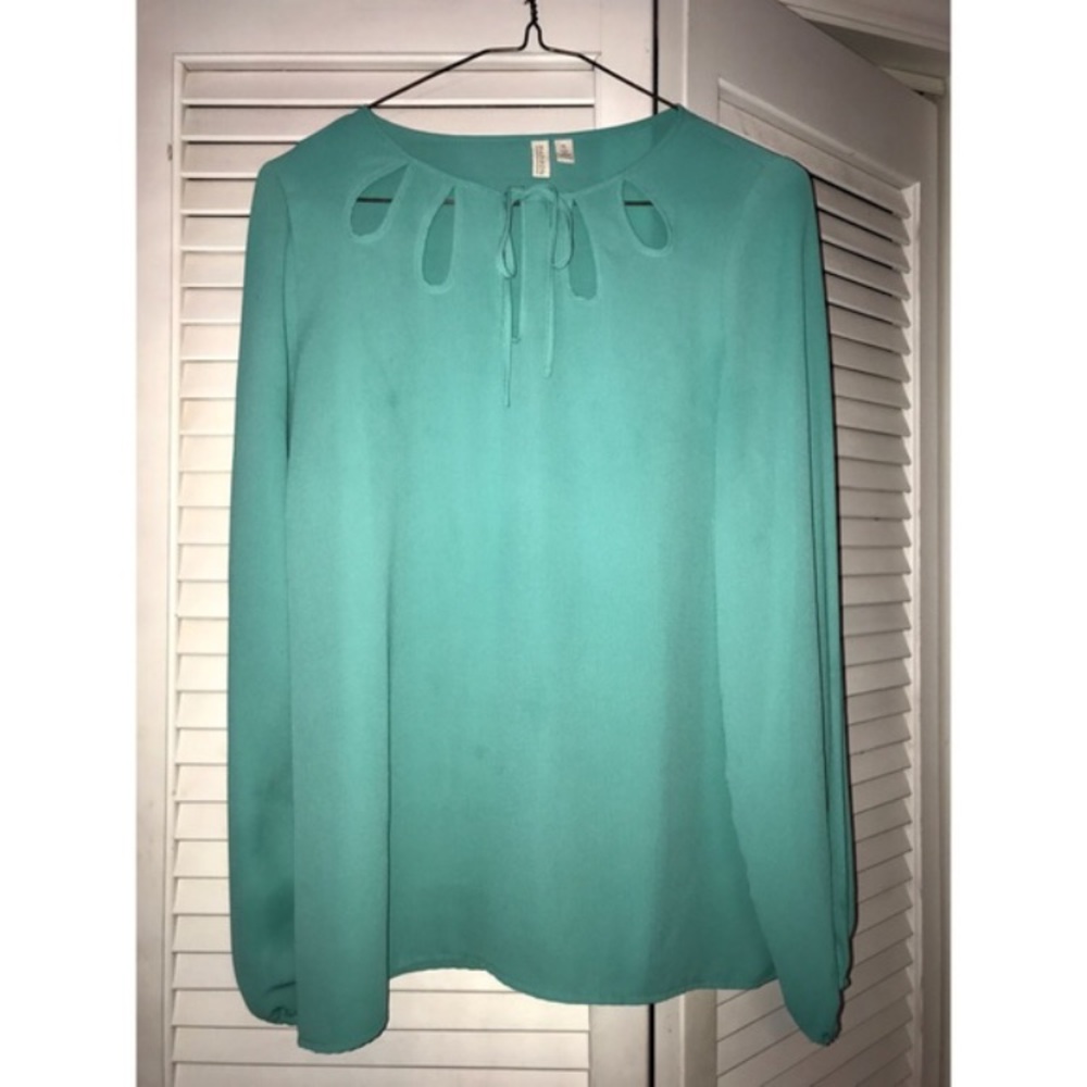 Madison teal cutout blouse