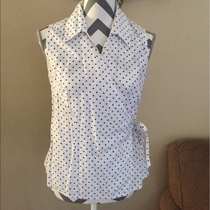 Cross Tie Polka a Dot Sleeveless Blouse 👚