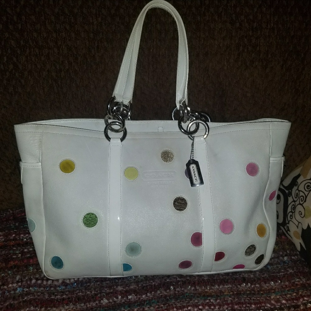 Coach Polka Dot Leather Gallery Tote