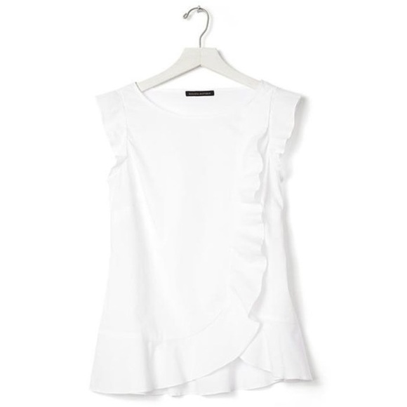 Banana Republic Tops - NWT Banana Republic Petite White Ruffle Peplum Top