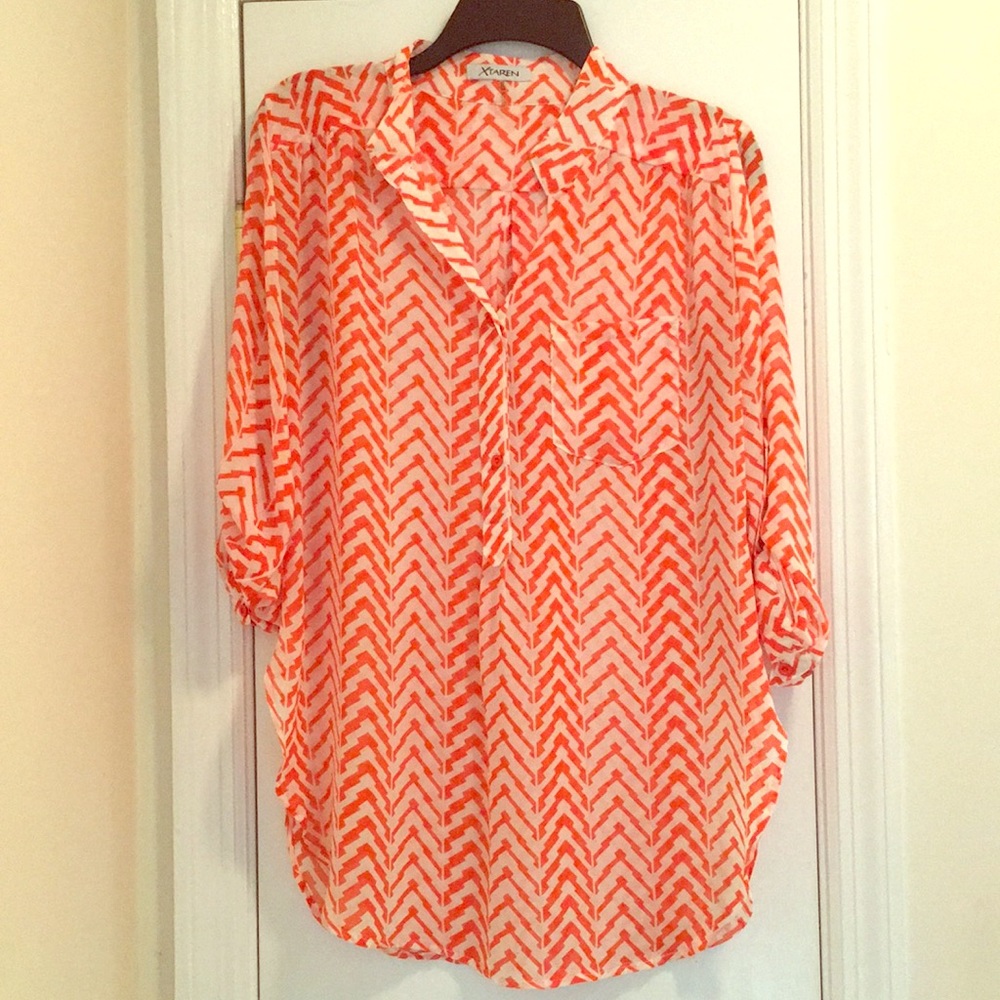 Orange Printed Boutique Top, Clemson Top