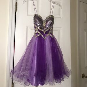 Two tone purple mini dress.